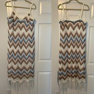 Ashley Stewart knit dress with fringe * Closeout *